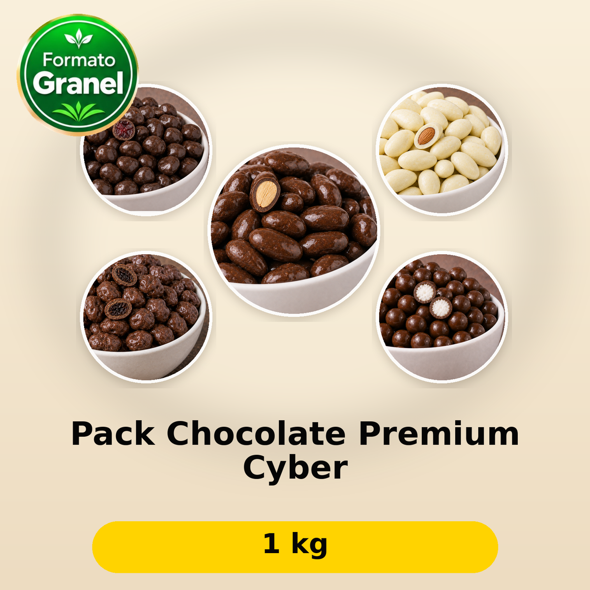 Pack Chocolate Premium Cyber: fotos reales de sus componentes; 1 kg