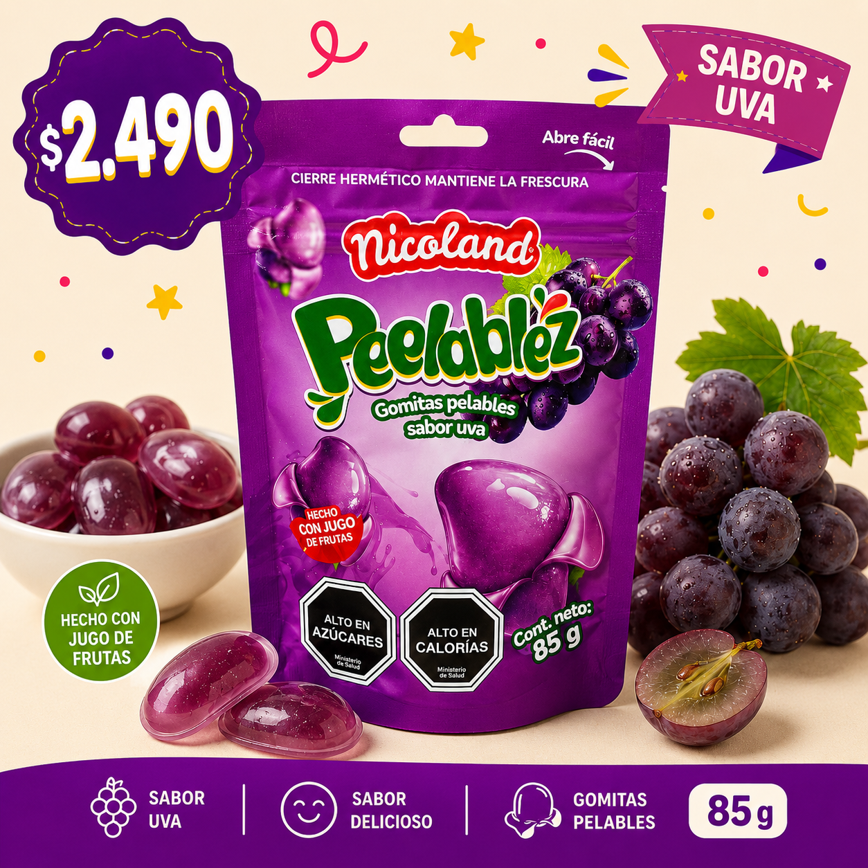 Peelablez Nicoland Sabor Uva 🍇 — Gomitas Pelables Virales