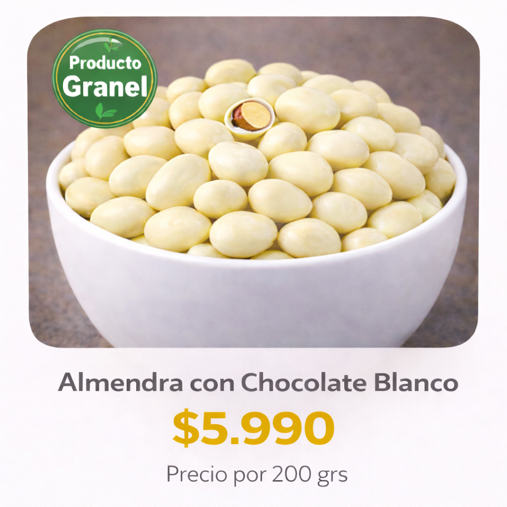 Almendra con Chocolate Blanco a Granel ⭐ Recomendado