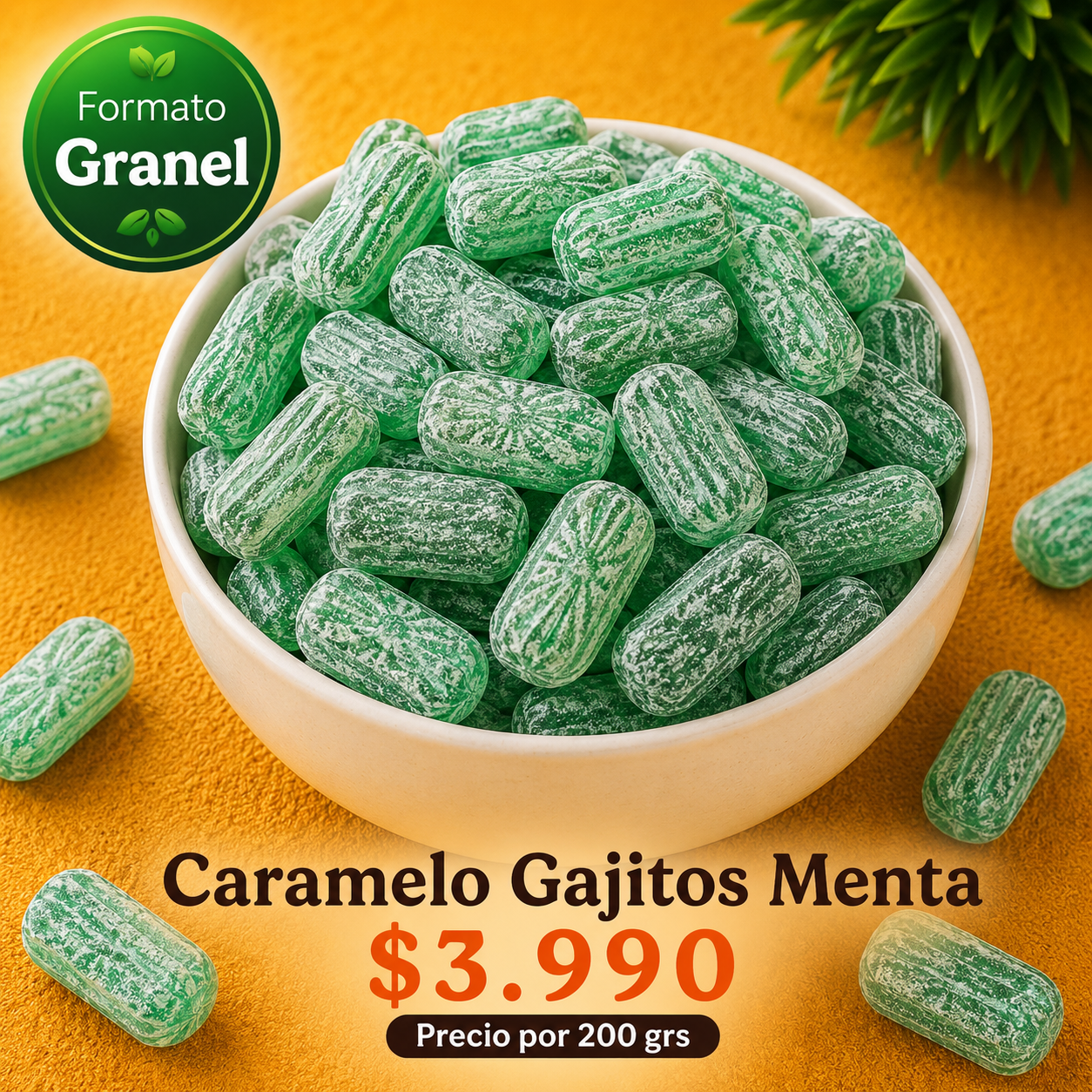 Caramelo Gajitos Menta a Granel 200g