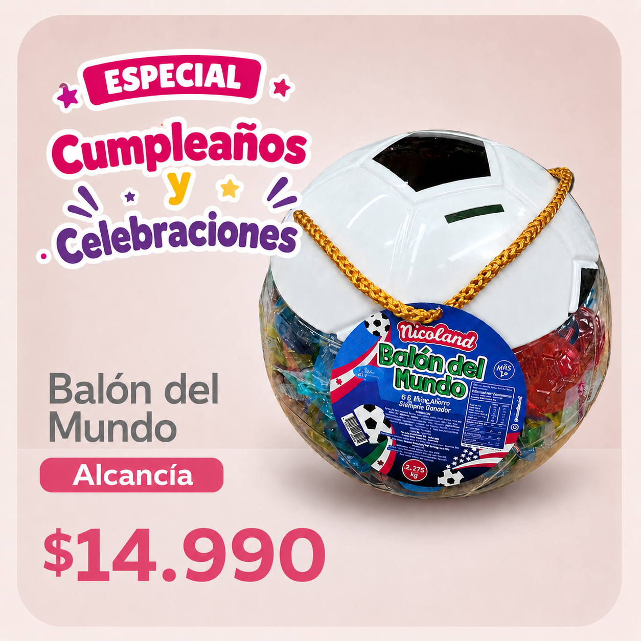 Alcancía Balón Nicoland con Jaleas Sin Azúcar 2,275 kg — Regalo Original