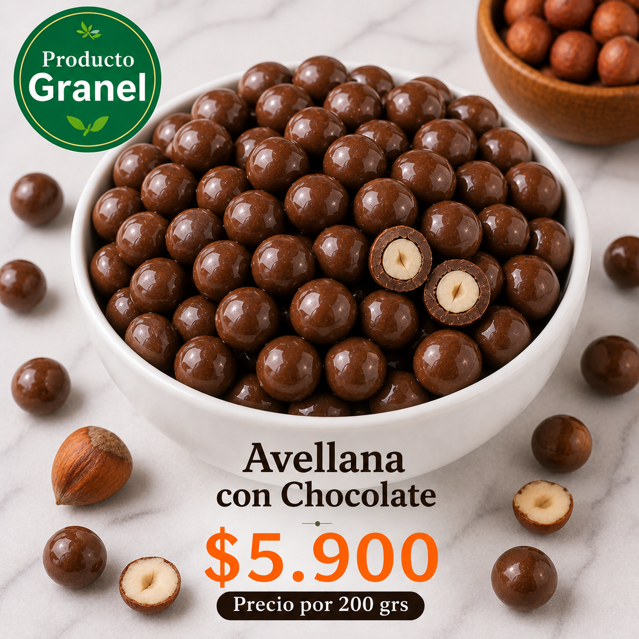 Avellana con Chocolate a Granel