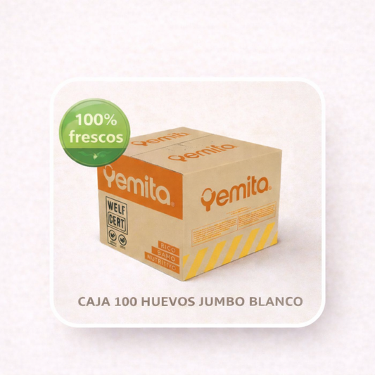 Caja 100 Huevos Jumbo Blanco | Alta Proteína | Tamaño Premium - Yemita