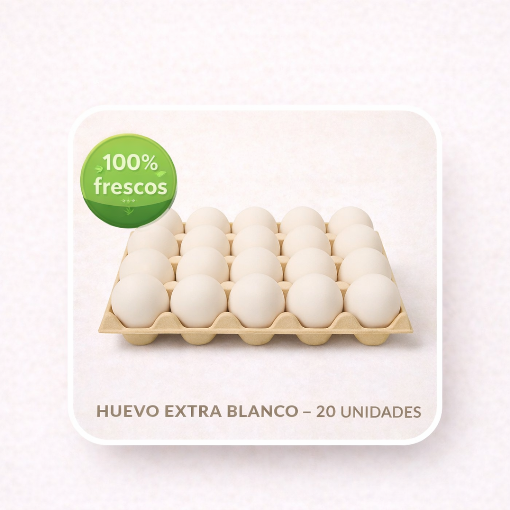 20 Huevos Extra Blanco | Proteína Natural | Frescos Premium - Yemita