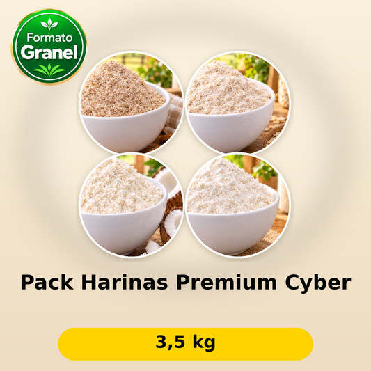Pack Harinas Premium Cyber: fotos reales de sus componentes; 3,5 kg