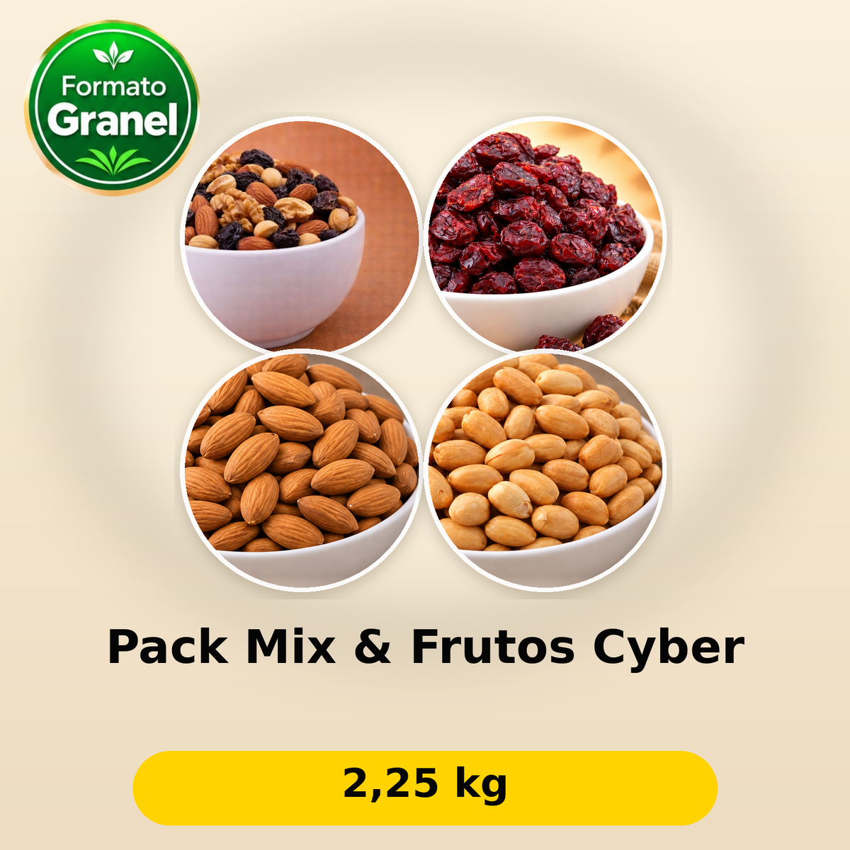 Pack Mix & Frutos Cyber: fotos reales de sus componentes; 2,25 kg