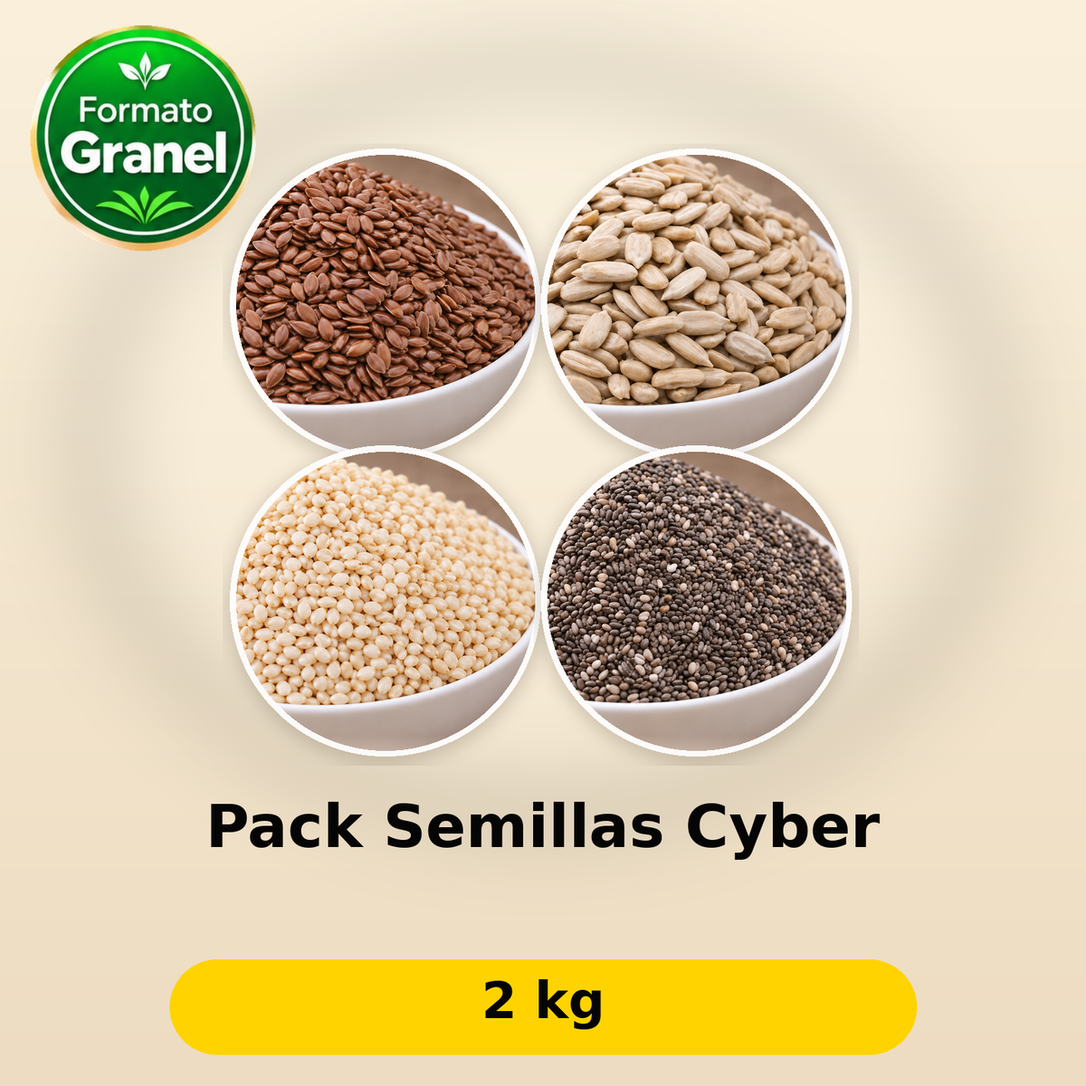 Pack Semillas Cyber: fotos reales de sus componentes; 2 kg