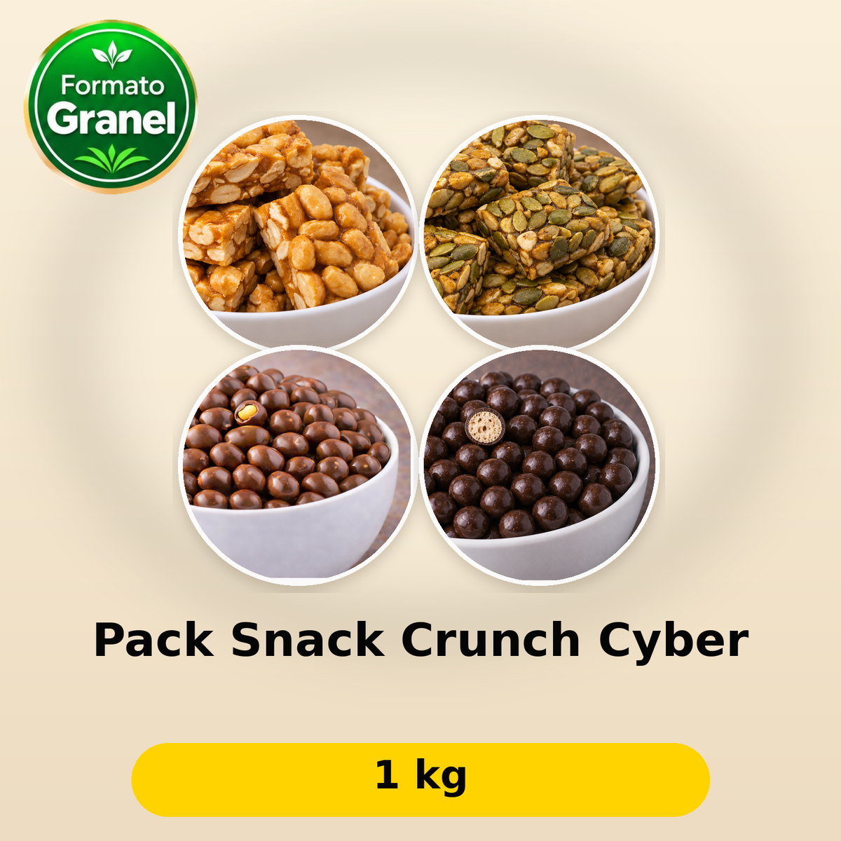 Pack Snack Crunch Cyber: fotos reales de sus componentes; 1 kg