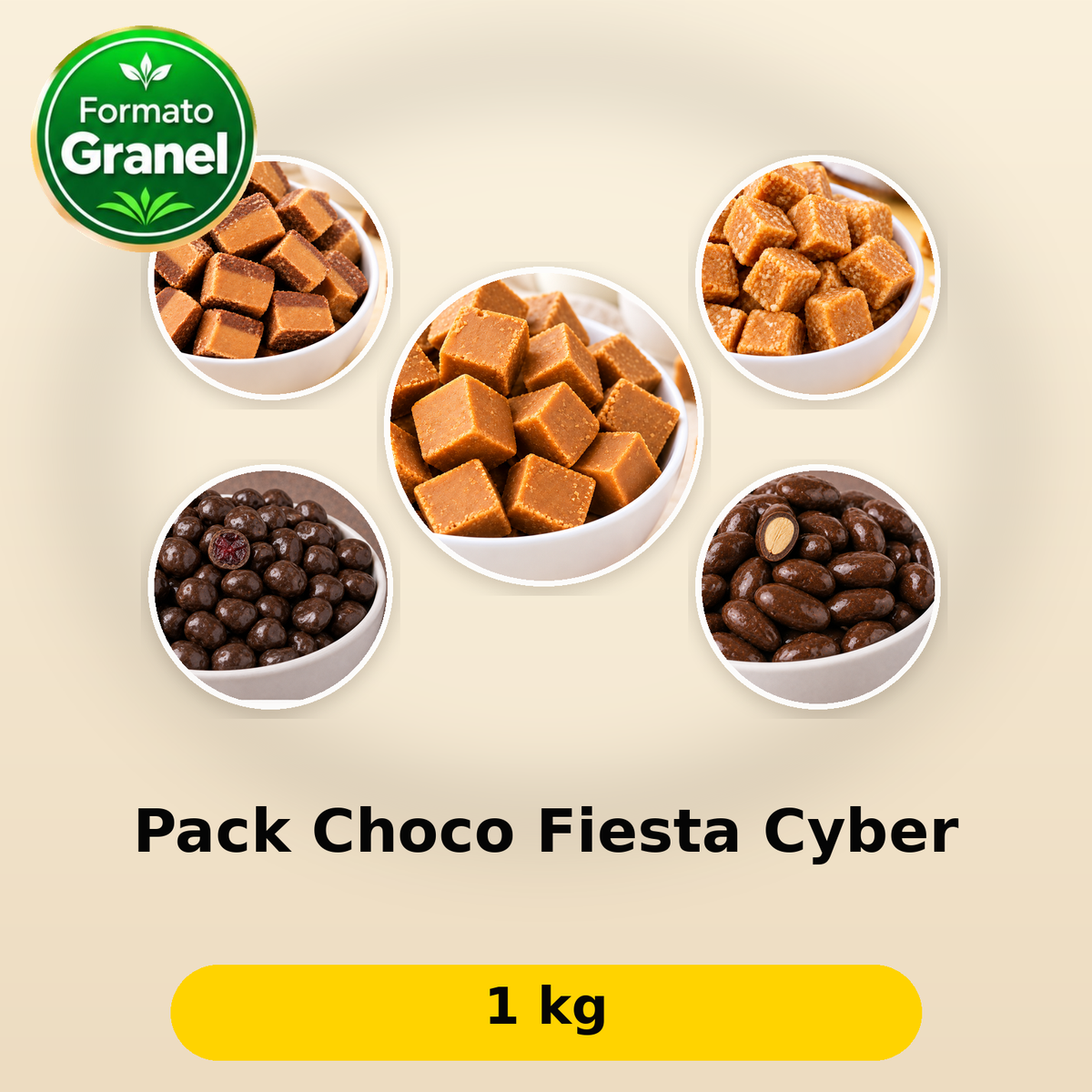 Pack Choco Fiesta Cyber: fotos reales de sus componentes; 1 kg
