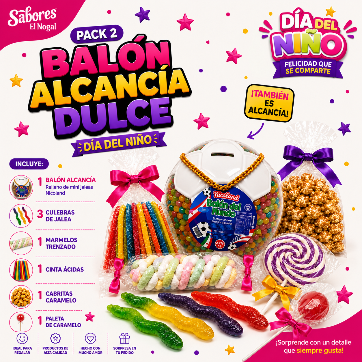Pack 2 Balón Alcancía Dulce — Día del Niño ⚽🍬