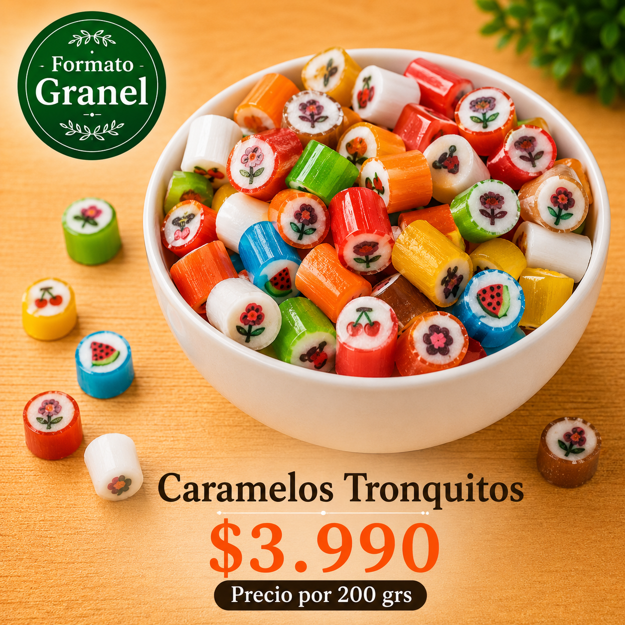 Caramelo Tronquito Clásico a  Granel