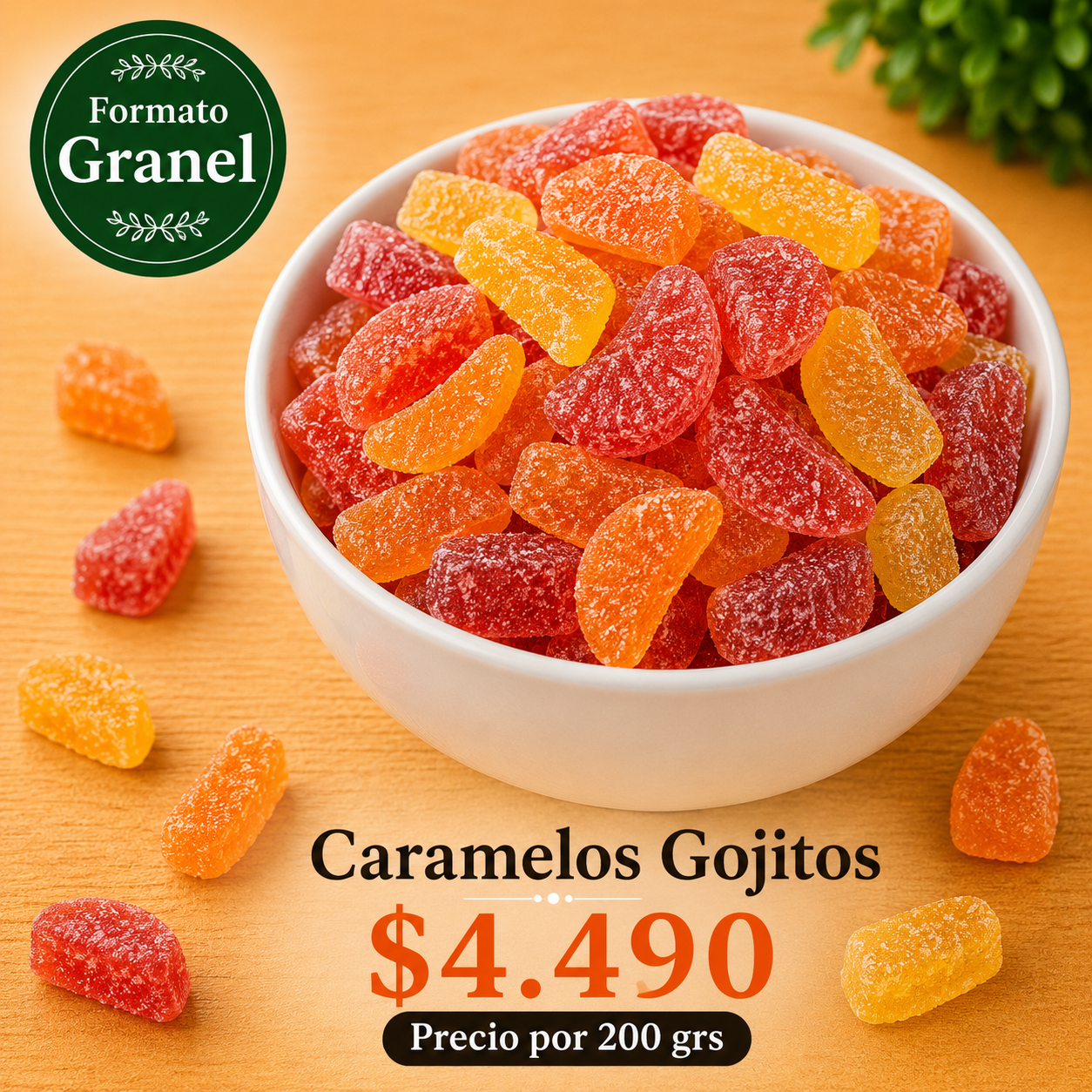 Caramelo Gajitos Frutales a Granel