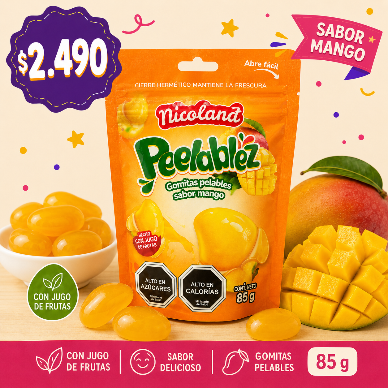 Peelablez Nicoland Sabor Mango 🥭 — Gomitas Pelables Virales