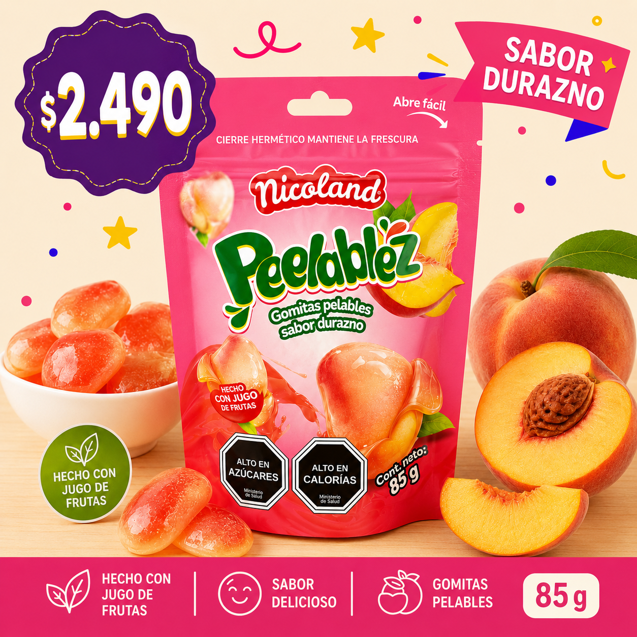 Peelablez Nicoland Sabor Durazno 🍑 — Gomitas Pelables Virales