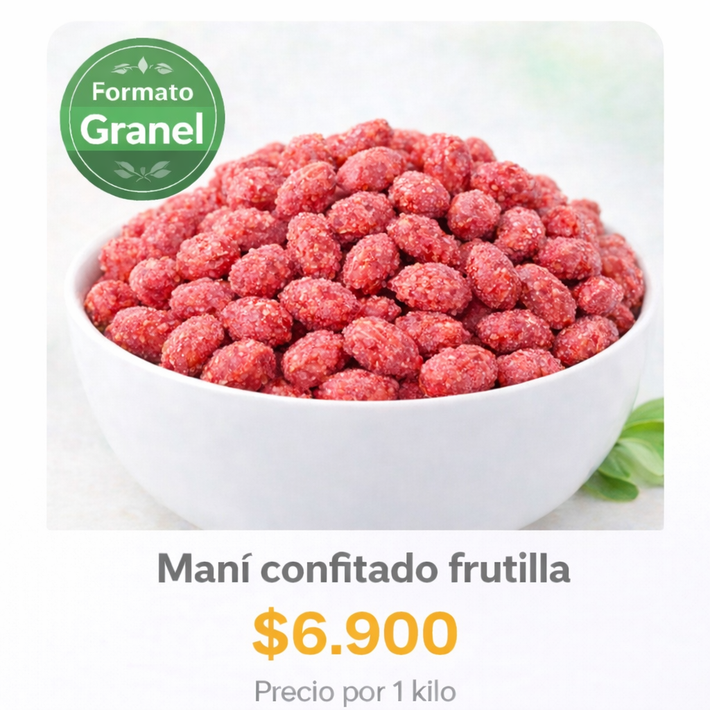 Maní Confitado Frutilla a Granel