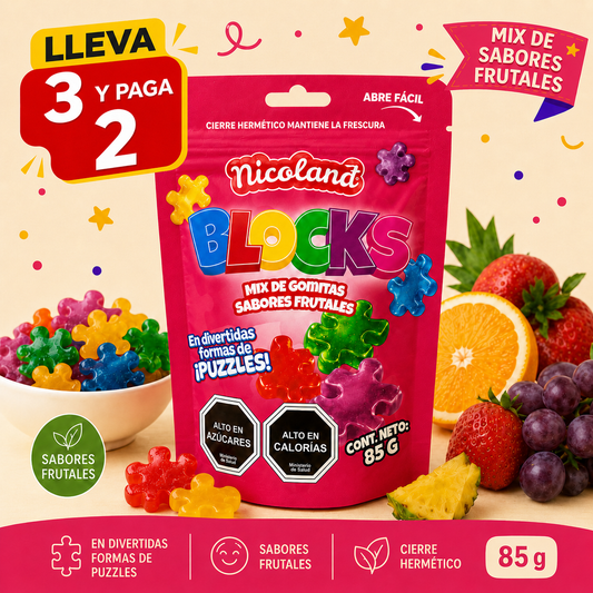 Blocks Nicoland — Mix de Gomitas Sabores Frutales 🧩