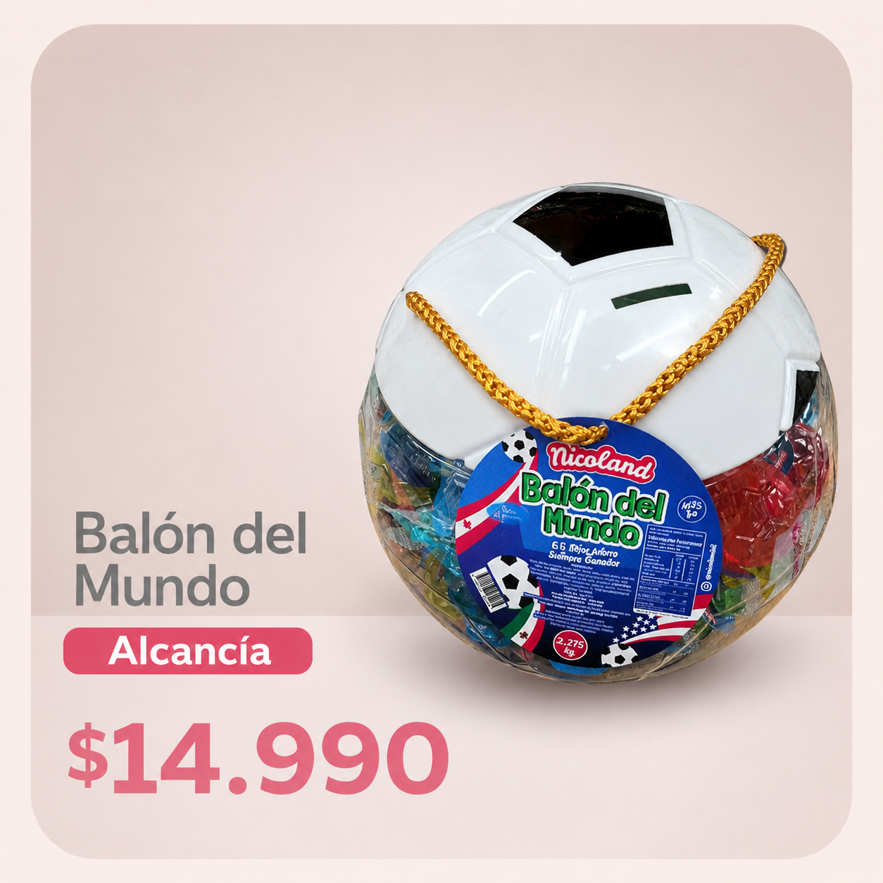 Alcancía Balón del Mundo Nicoland con Jaleas Surtidas 2,275 kg