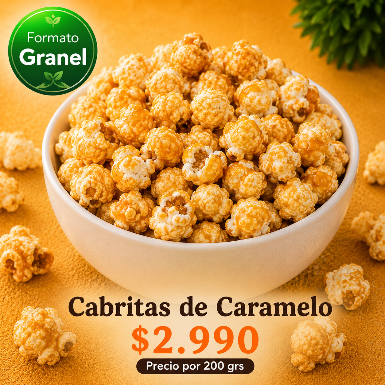 Cabritas de Caramelo a Granel — Palomitas Hechas con Aire Caliente 200g