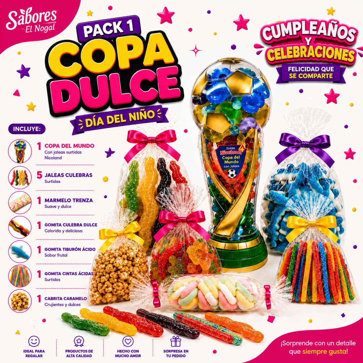 Pack 1 Copa Dulce 🏆🍬 — Set Sorpresa para Cumpleaños