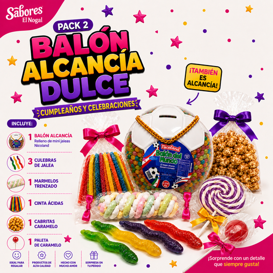 Pack 2 Balón Alcancía Dulce ⚽🍬 — Set Sorpresa para Cumpleaños