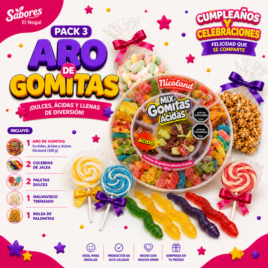 Pack 3 Aro de Gomitas 🎡🍬 — Set Sorpresa para Cumpleaños