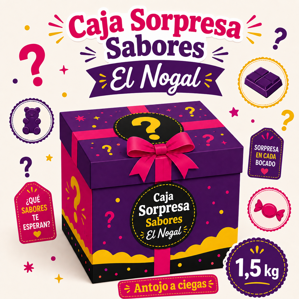 Caja Sorpresa Sabores El Nogal 🎁 — 1,5 kg de Dulces Surtidos