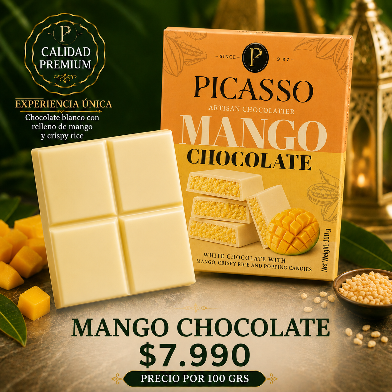 Chocolate Blanco Mango y Maracuyá