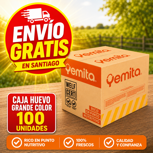 Caja 100 Huevos Grande Color | Alta Proteína | Calidad Premium - Yemita
