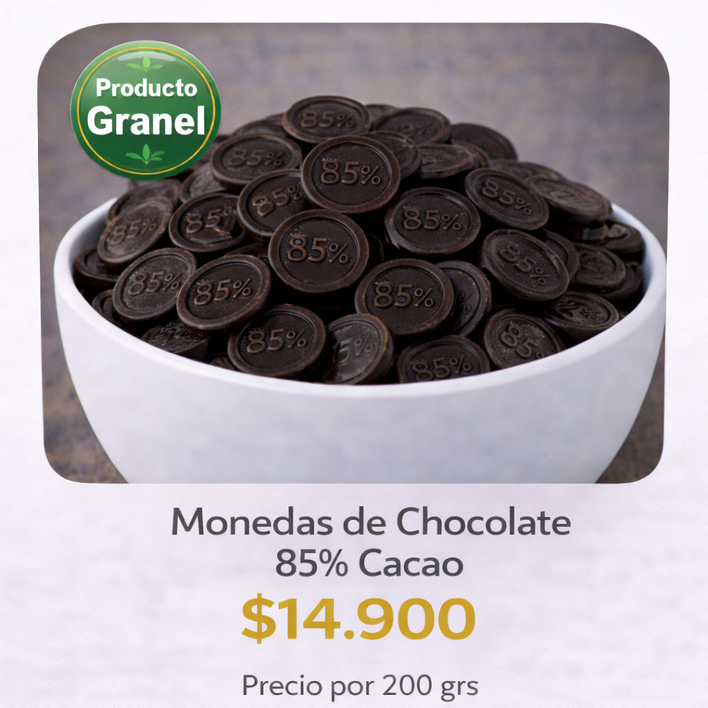 Monedas de chocolate 85% cacao libre de azucar