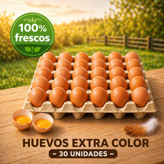 30 Huevos Extra Color | Proteína Natural | Frescos Premium - Yemita ⭐ Recomendado