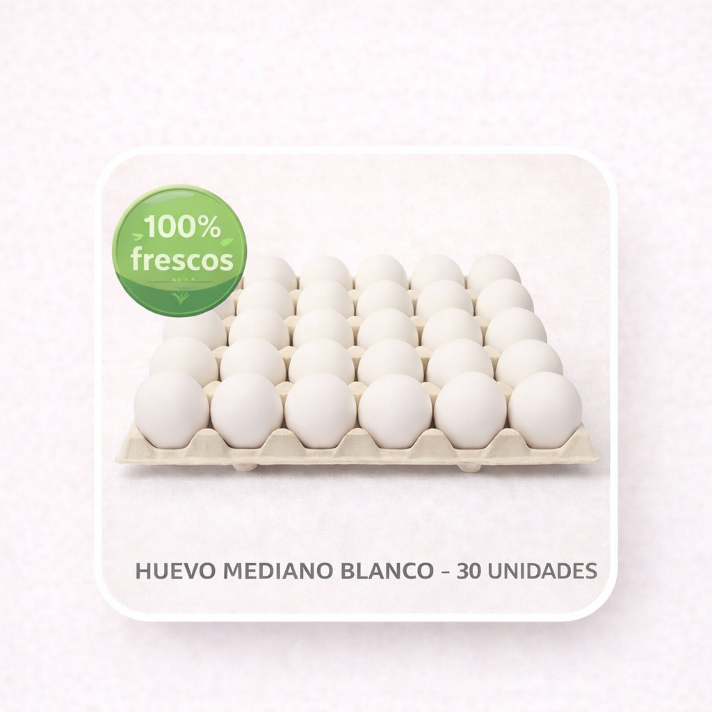 30 Huevos Mediano Blanco | Proteína Natural | Opción Económica- Yemita