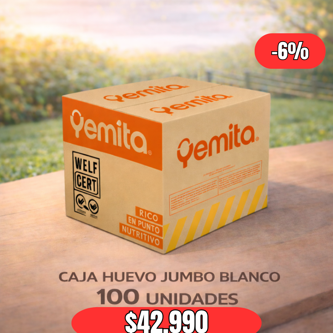 Caja 100 Huevos Jumbo Blanco | Alta Proteína | Tamaño Premium - Yemita