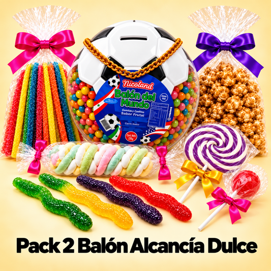 Pack 2 Balón Alcancía Dulce ⚽🍬 — Set Sorpresa para Cumpleaños