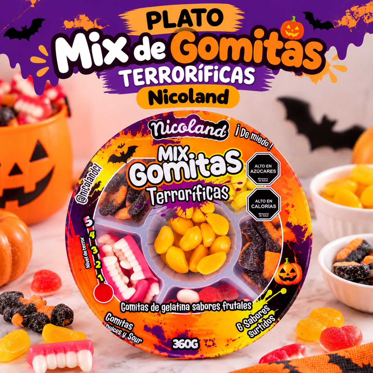 Plato Mix de Gomitas Terroríficas Nicoland 360 g | Halloween