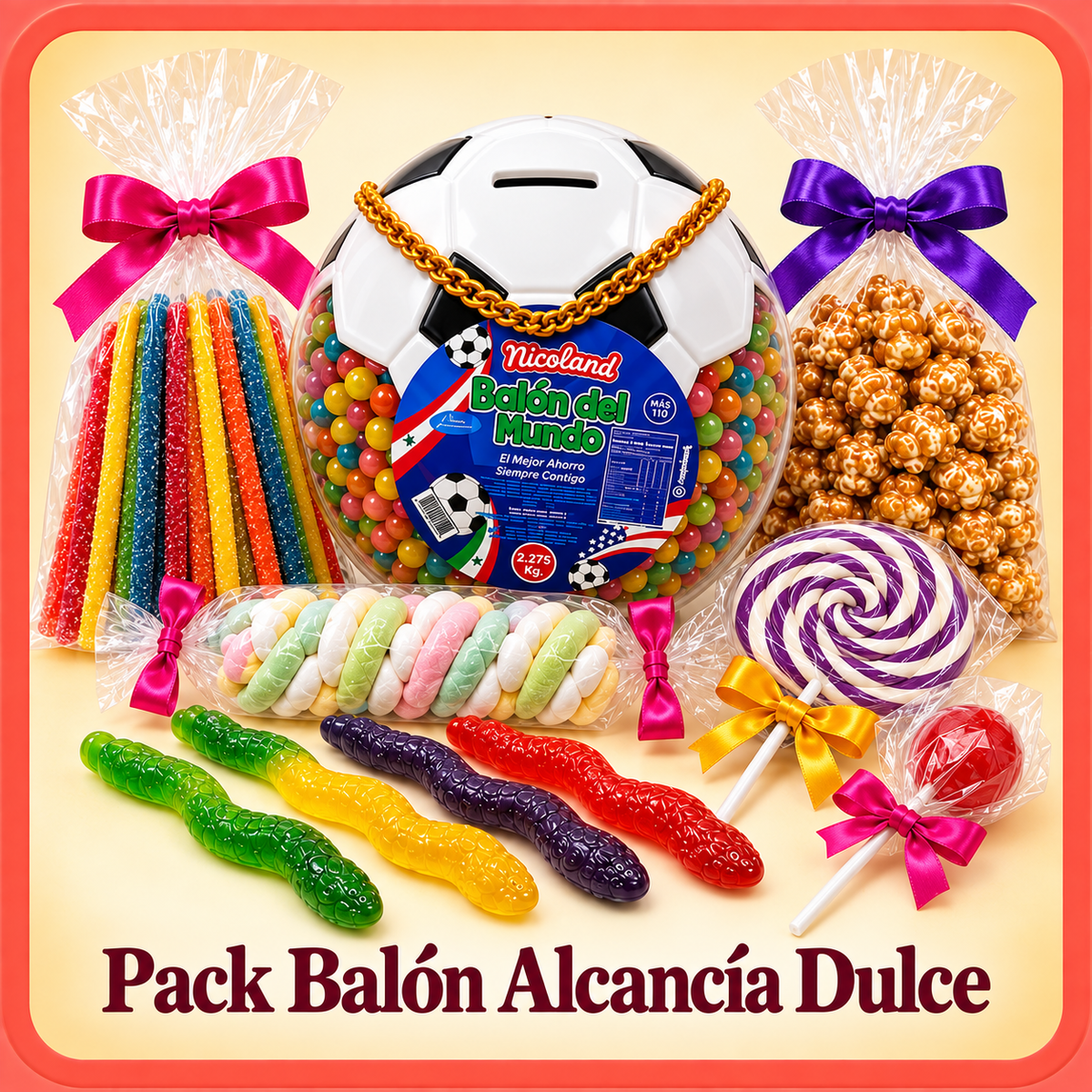Pack 2 Balón Alcancía Dulce ⚽🍬 — Set Sorpresa para Cumpleaños