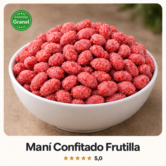 Maní confitado frutilla a granel