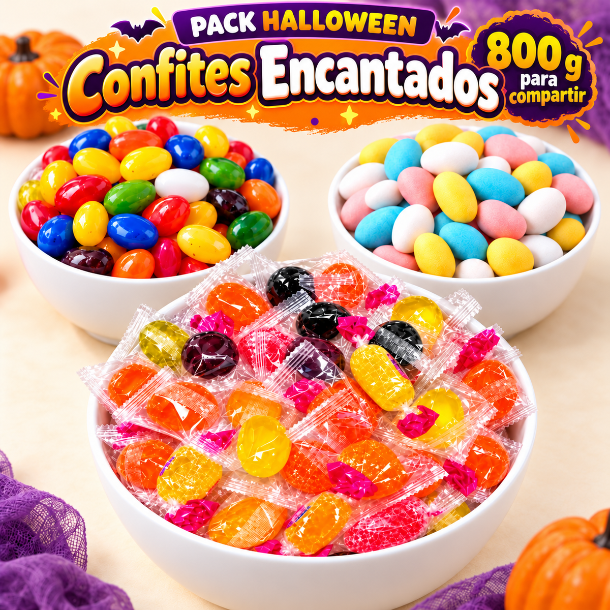Pack Halloween Confites Encantados, 800 g para compartir