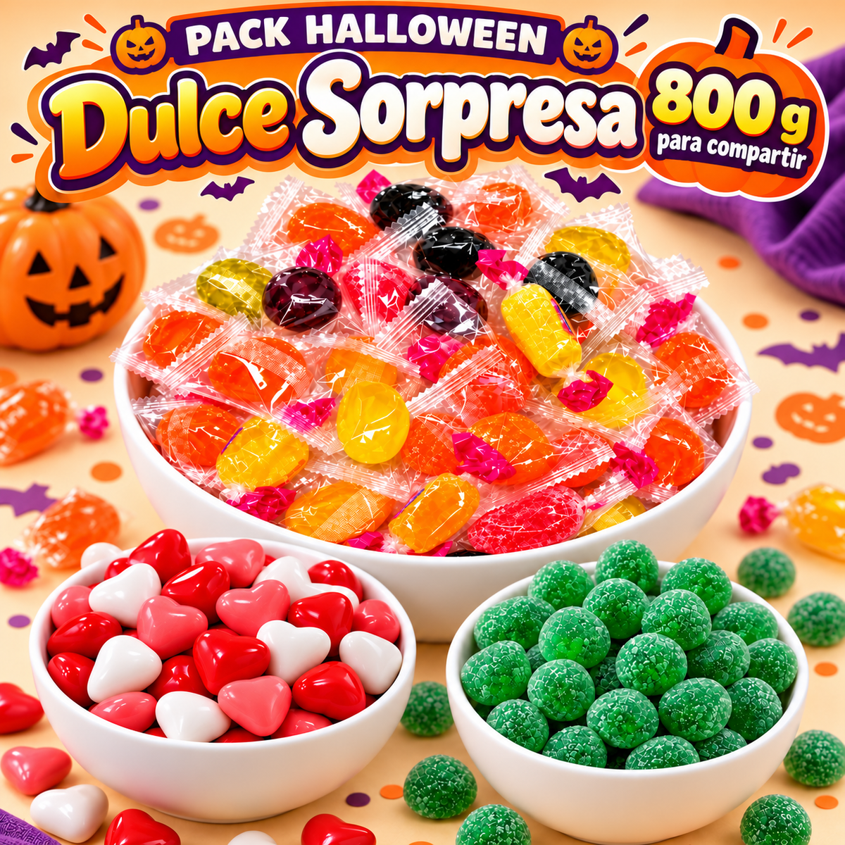 Pack Halloween Dulce Sorpresa, 800 g para compartir