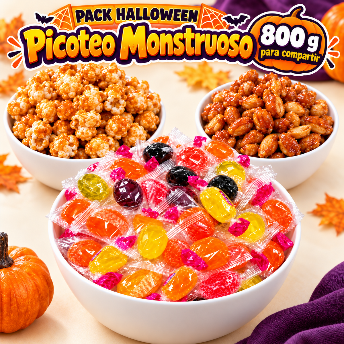 Pack Halloween Picoteo Monstruoso, 800 g para compartir