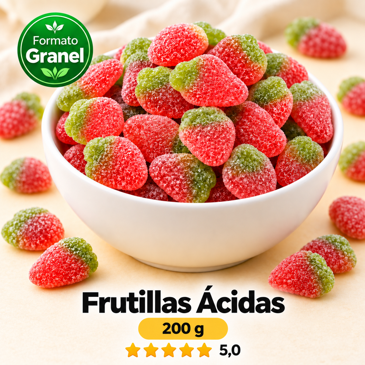 Frutillas Ácidas — propuesta Formato Granel 200 g