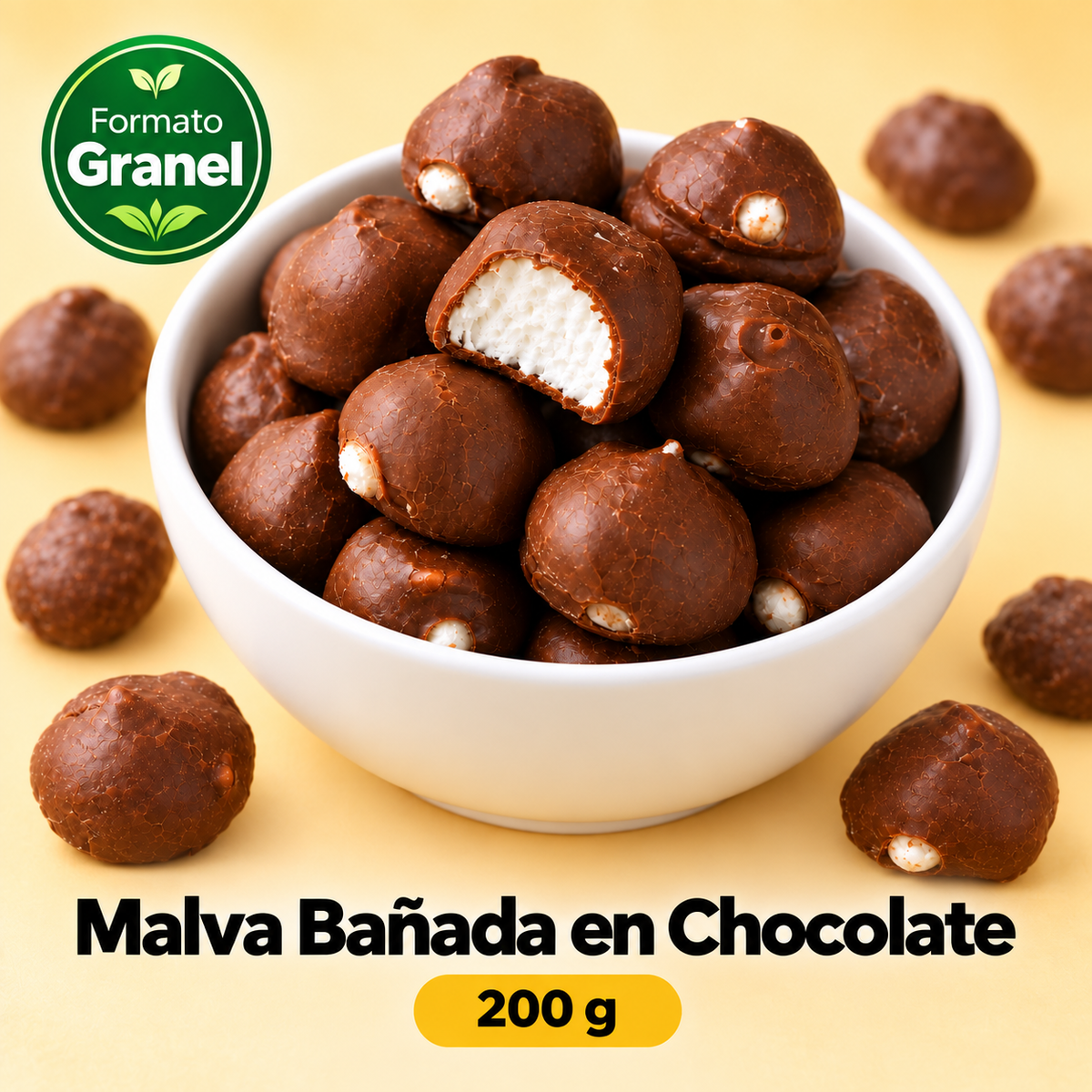 Malva Bañada en Chocolate — propuesta Formato Granel 200 g